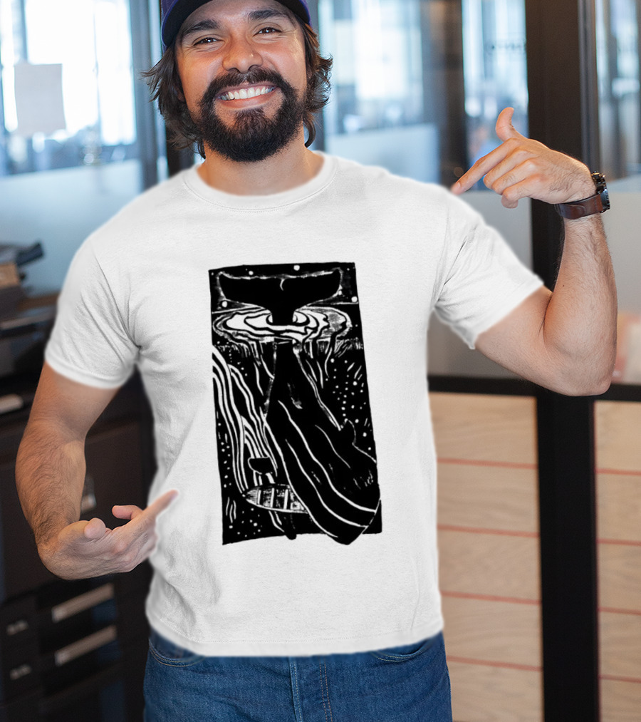 American Traditional Moby Dick Vintage Tattoo Style Whale Ocean Nautical T-Shirt