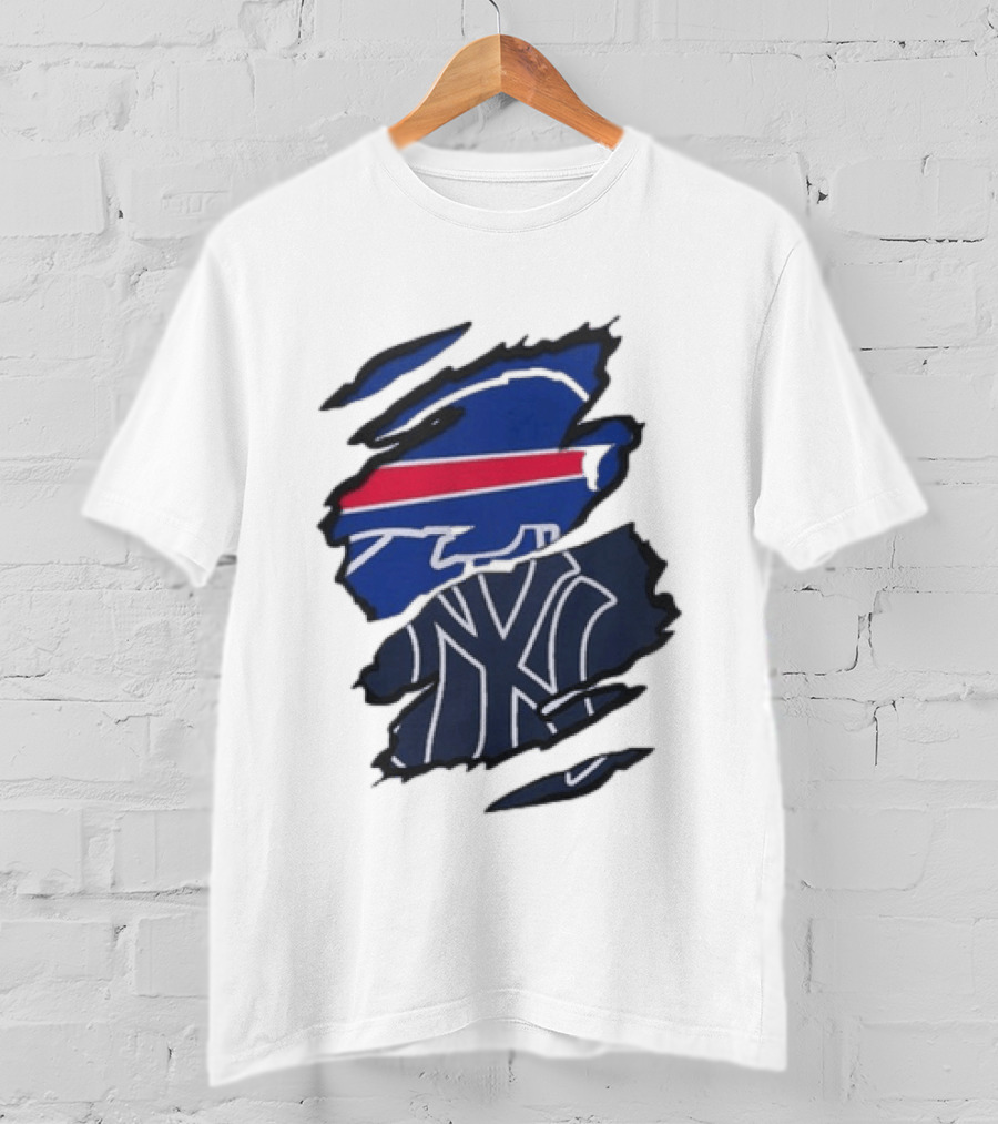 Buffalo Bills New York Yankees Split Collaboration Beneath The Surface T-Shirt