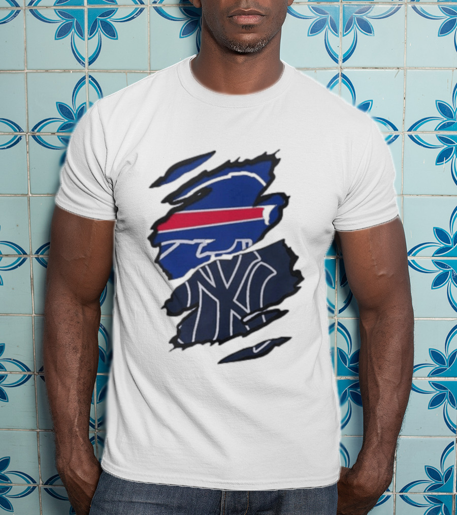 Buffalo Bills New York Yankees Split Collaboration Beneath The Surface T-Shirt
