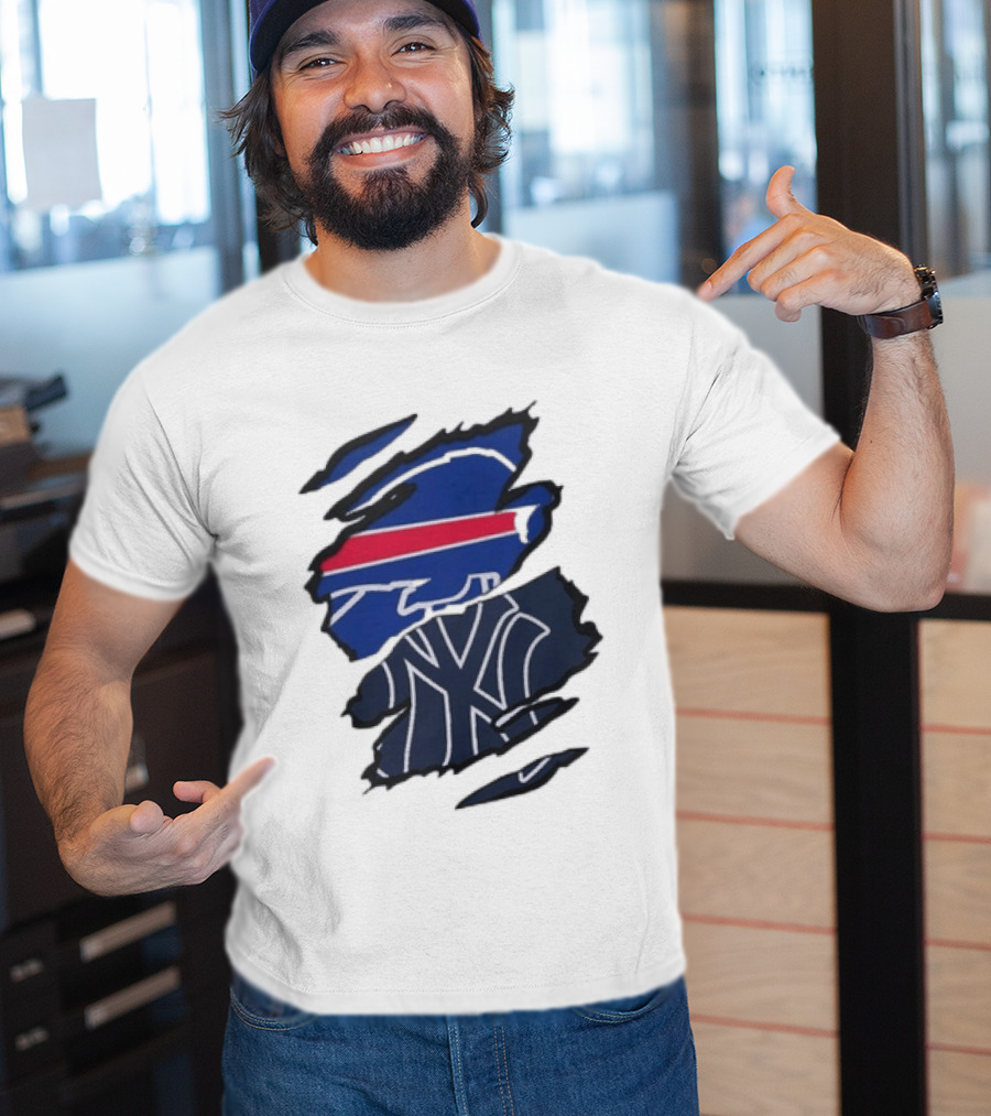 Buffalo Bills New York Yankees Split Collaboration Beneath The Surface T-Shirt