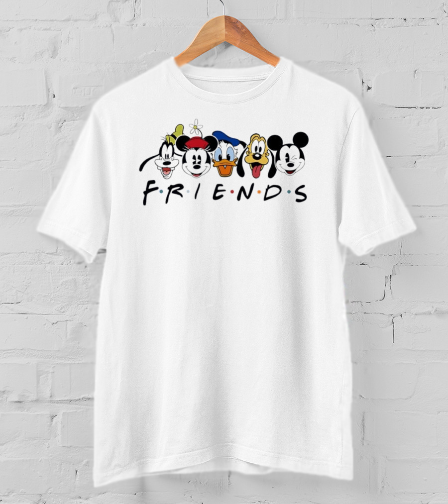 Disney Friends Goofy Minnie Donald Pluto Mickey Faces T-Shirt