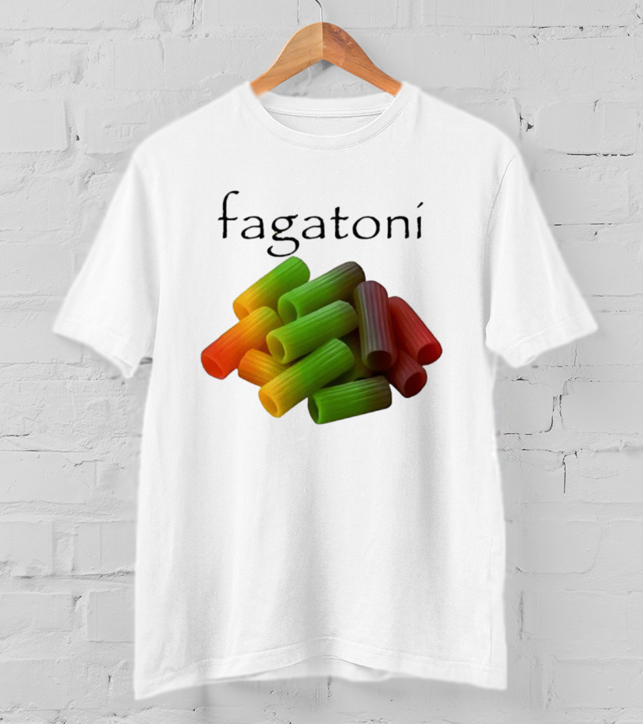 Fagatoni Rainbow Rigatoni Pasta Food Joke Pun LGBTQ+ Pride Humor T-Shirt