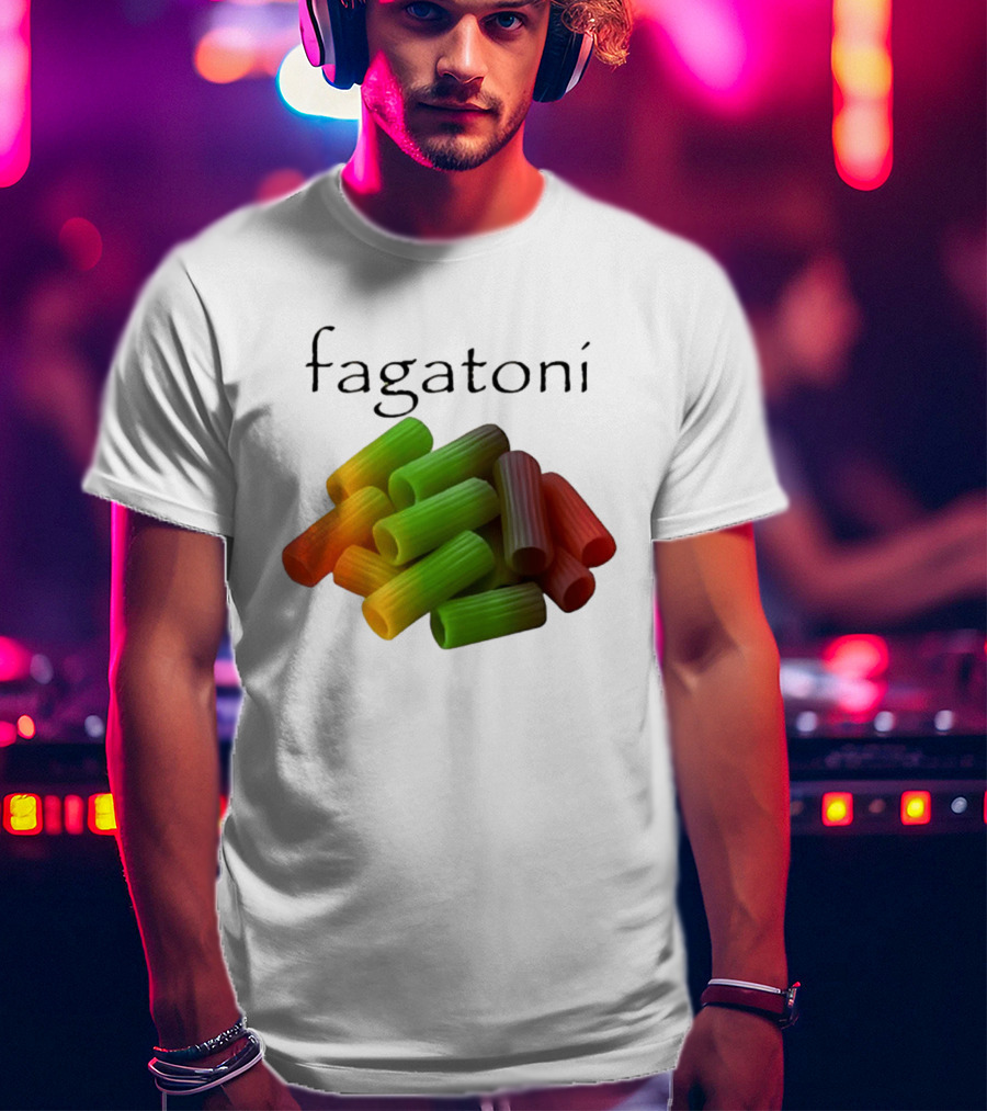 Fagatoni Rainbow Rigatoni Pasta Food Joke Pun LGBTQ+ Pride Humor T-Shirt