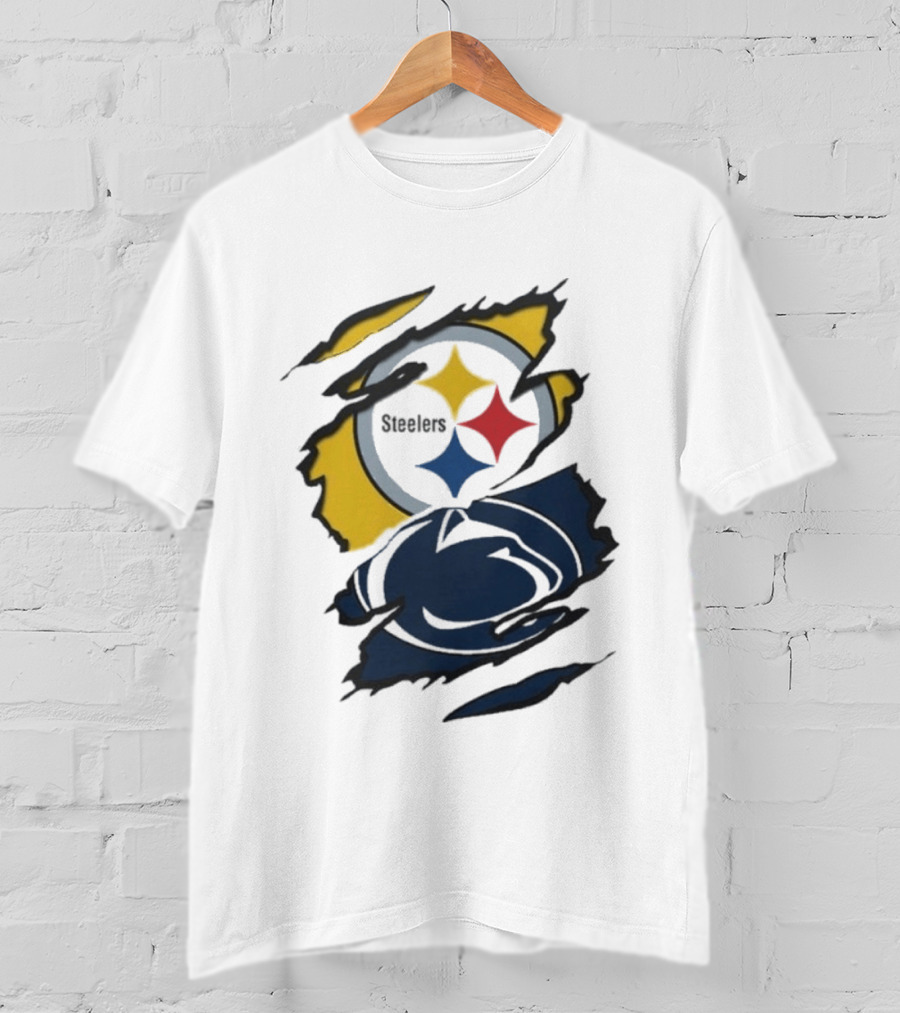 Pittsburgh Steelers Penn State Scratched Logo Fusion Beneath The Surface T-Shirt