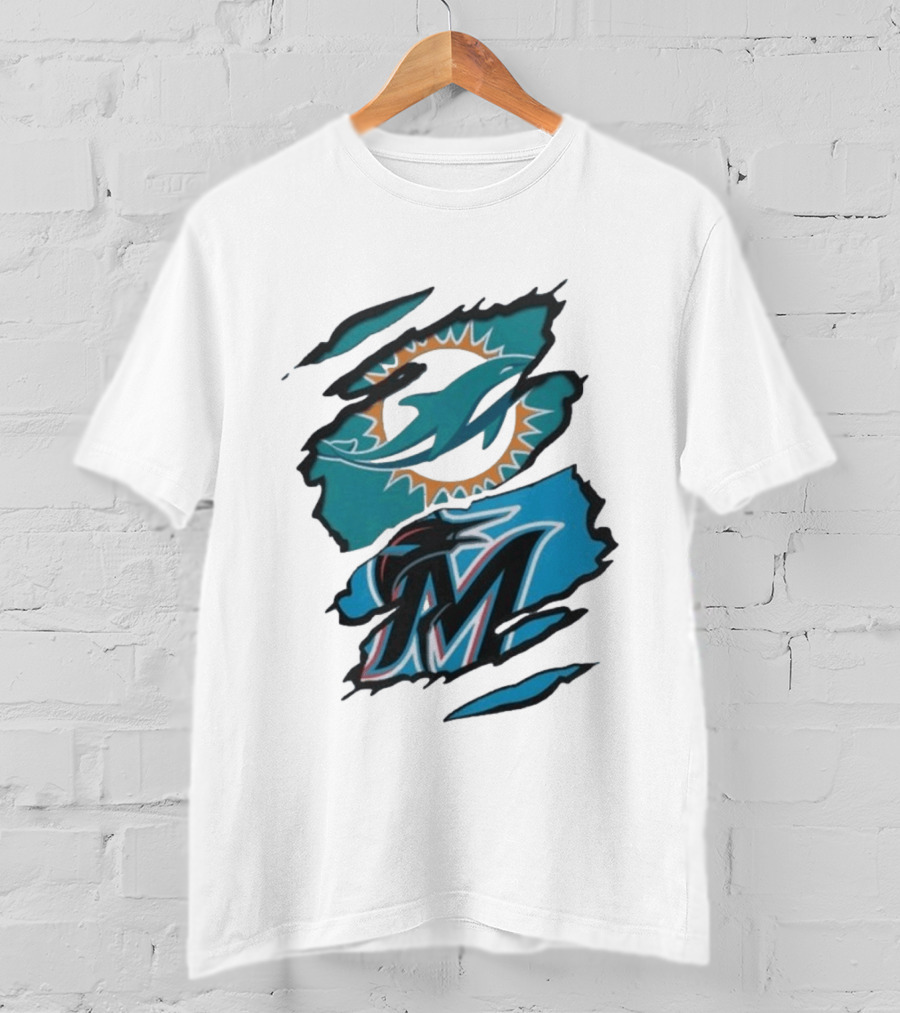 Miami Dolphins Marlins Beneath The Surface NFL MLB T-Shirt