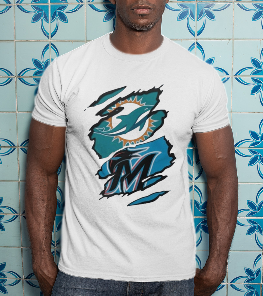 Miami Dolphins Marlins Beneath The Surface NFL MLB T-Shirt