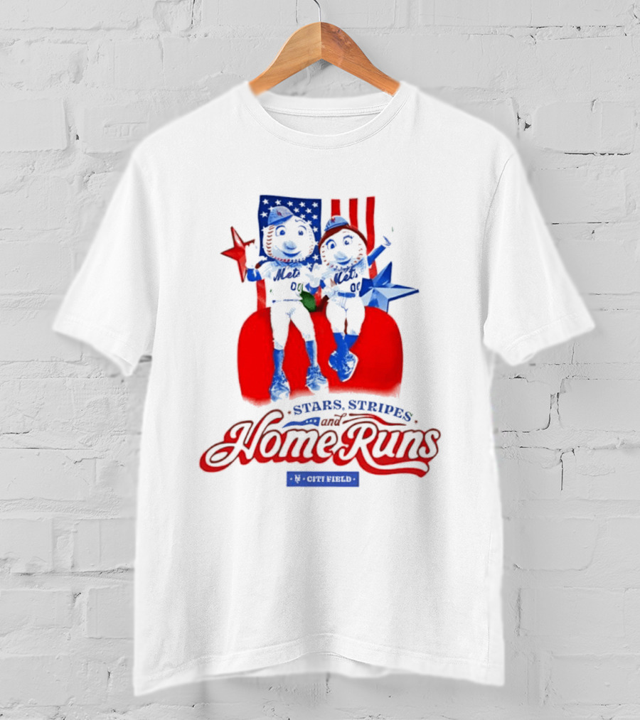 New York Mets Stars Stripes Home Runs Mr Met America T-Shirt