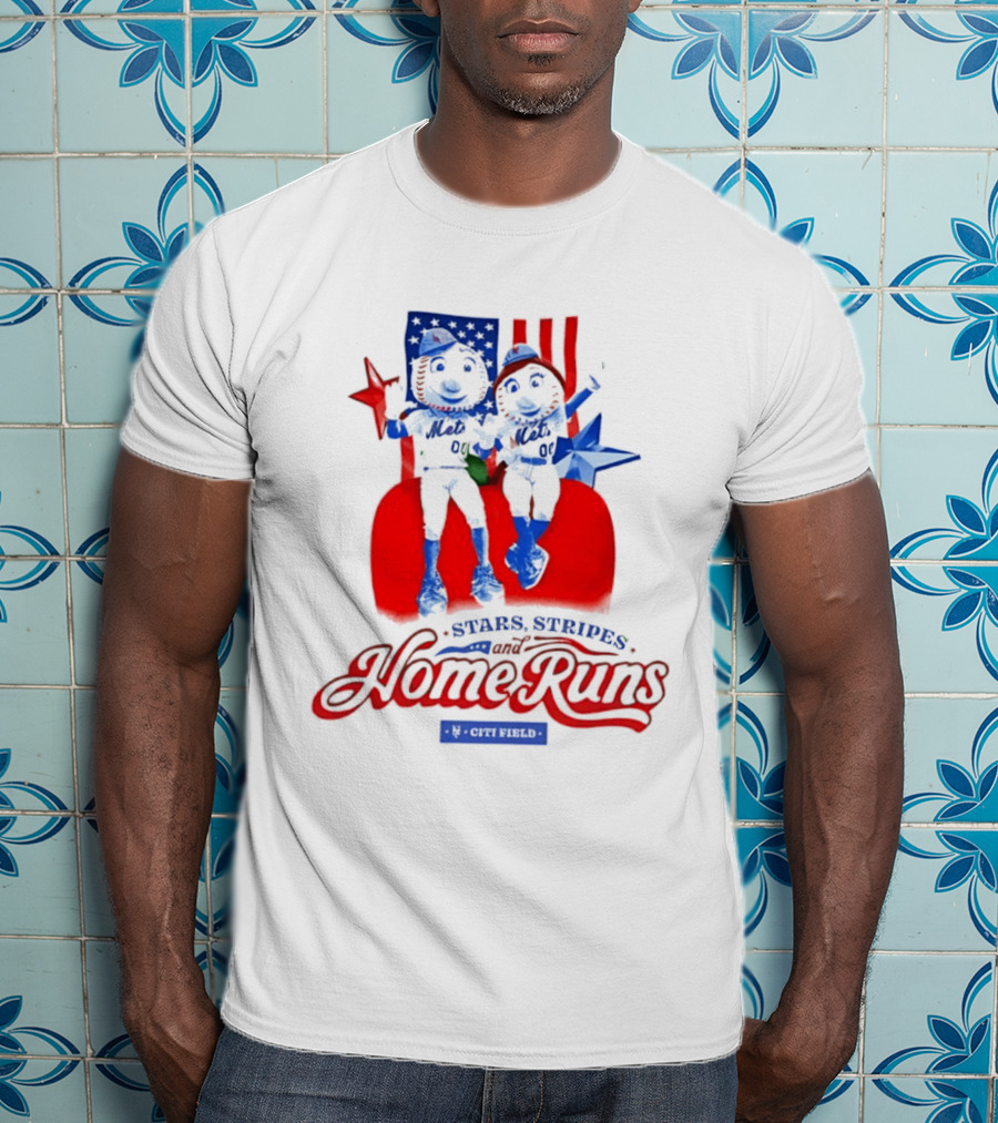 New York Mets Stars Stripes Home Runs Mr Met America T-Shirt