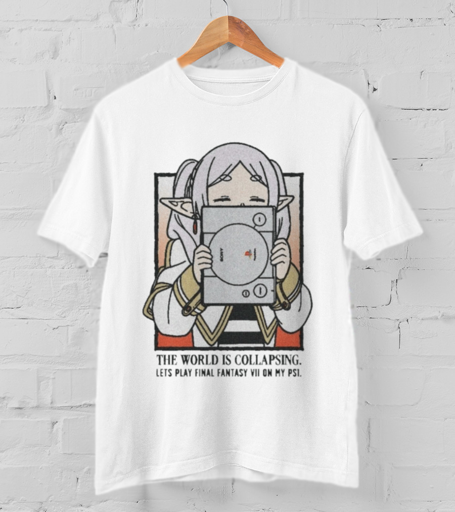 The World Is Collapsing Lets Play Final Fantasy VII On My PS1 Frieren Fantasy Gaming Nostalgia T-Shirt