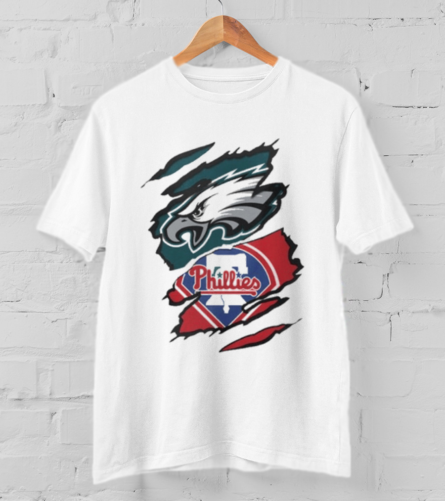 Philadelphia Eagles And Phillies Fan Merge Beneath The Surface T-Shirt