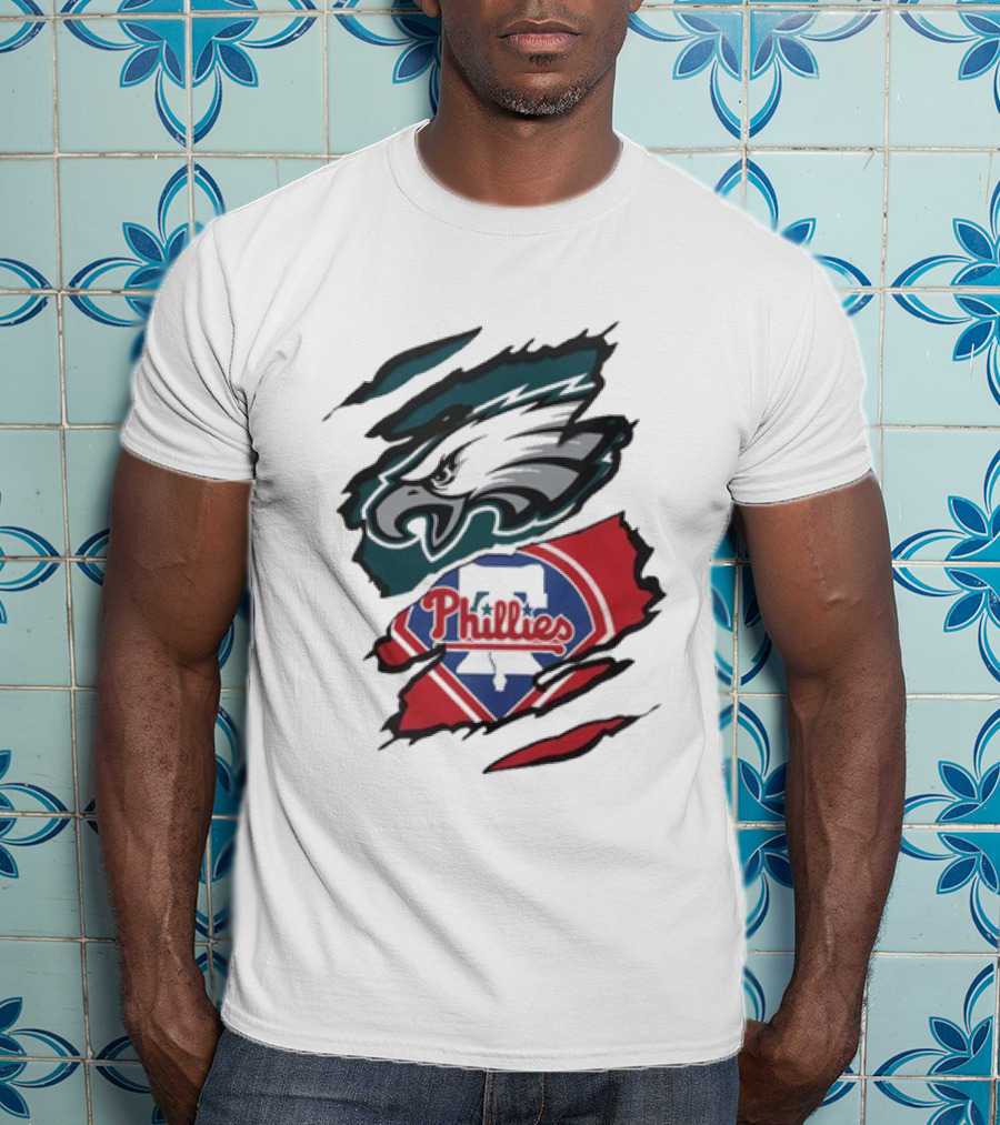 Philadelphia Eagles And Phillies Fan Merge Beneath The Surface T-Shirt