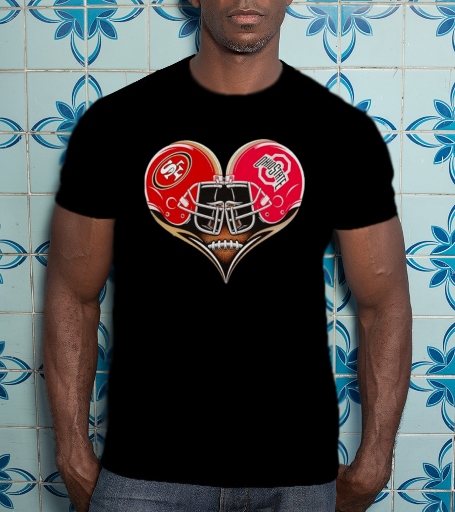 49Ers Ohio State Buckeyes Helmet Heart Love T-Shirt