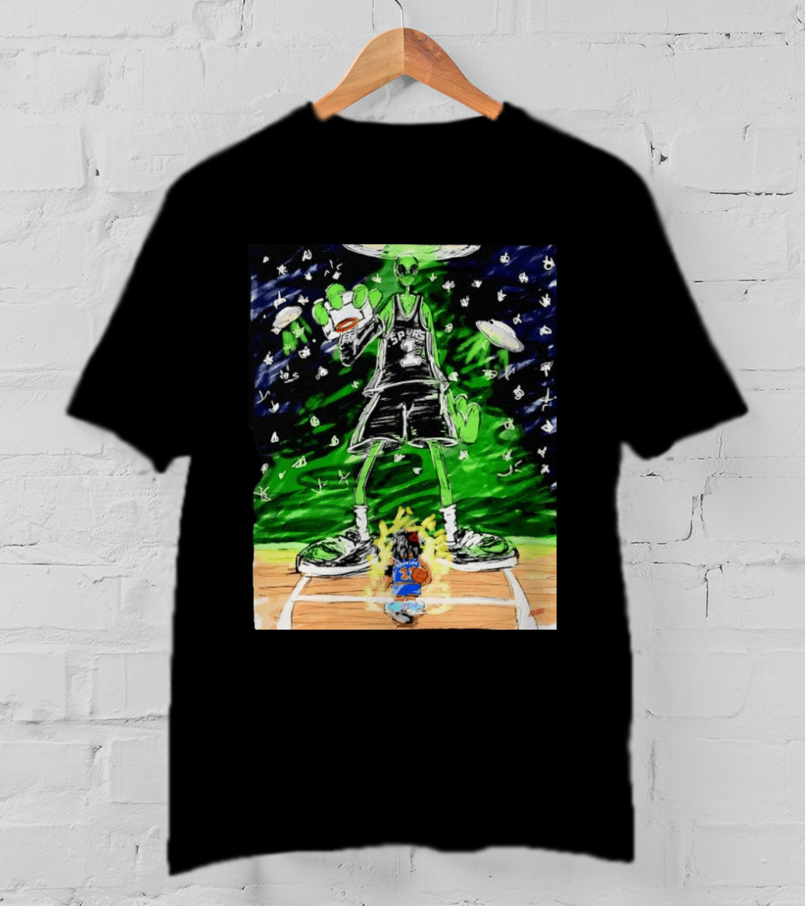 Victor Wembanyama Alien San Antonio Spurs Vs Jalen Brunson New York Knicks NBA Showdown T-Shirt
