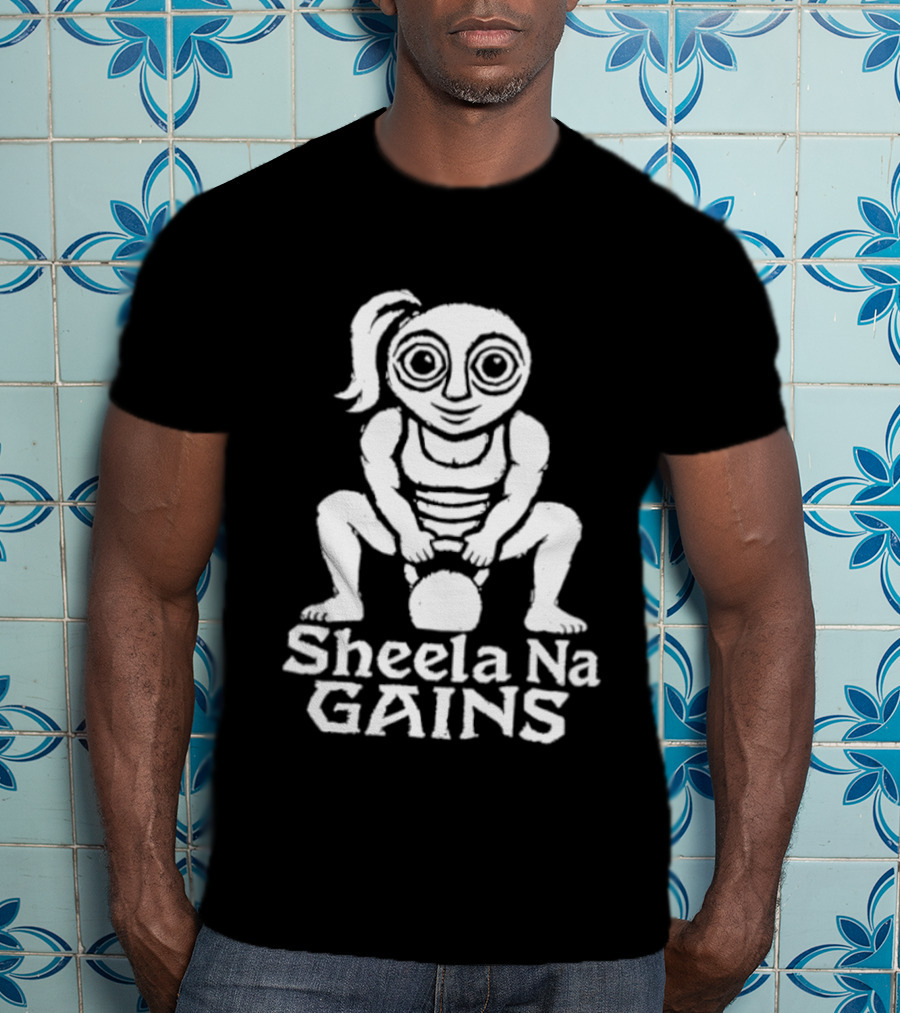 Sheela Na Gig Kettlebell Exercise Sheela Na Gains Fitness Workout Lifting T-Shirt