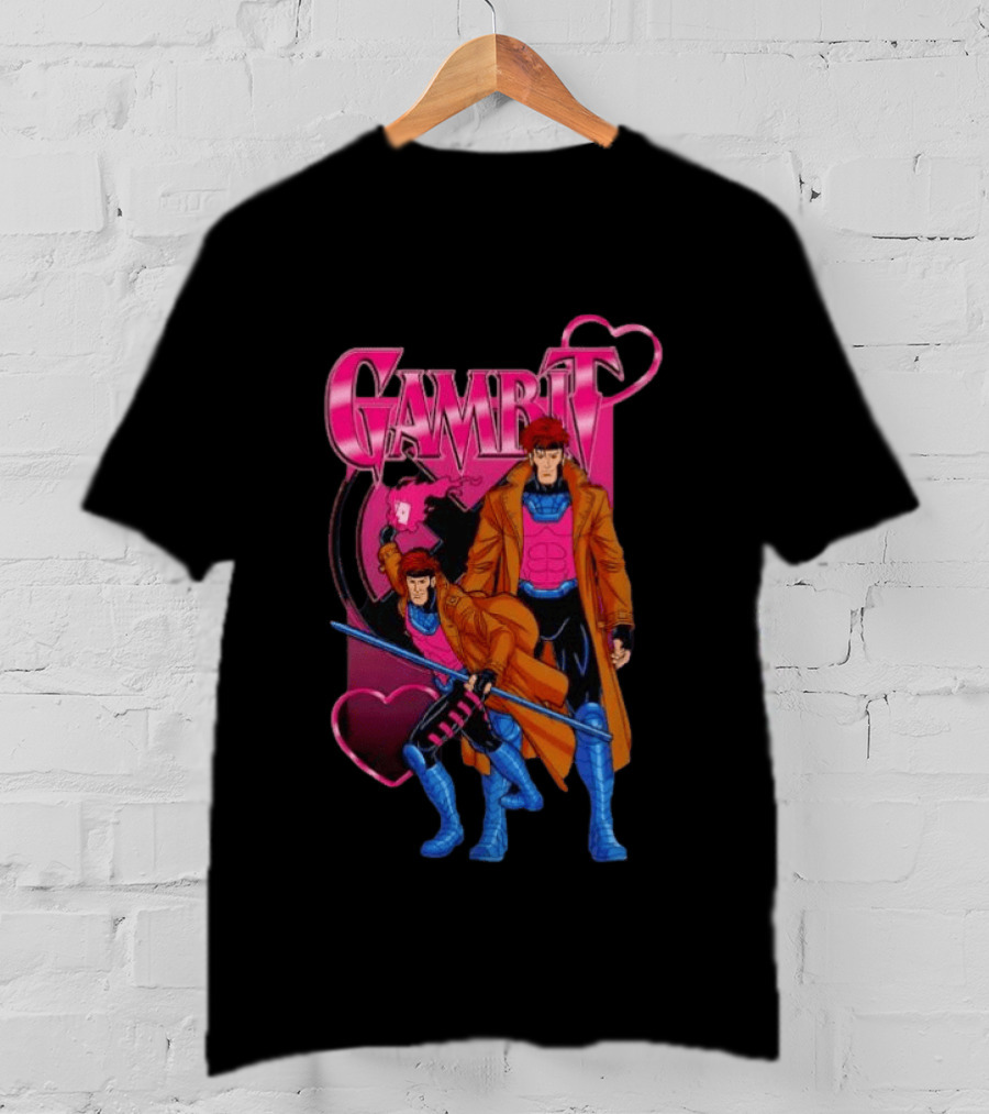 Gambit X Men Marvel Comics Character Playing Cards Hearts And Staff T-Shirt