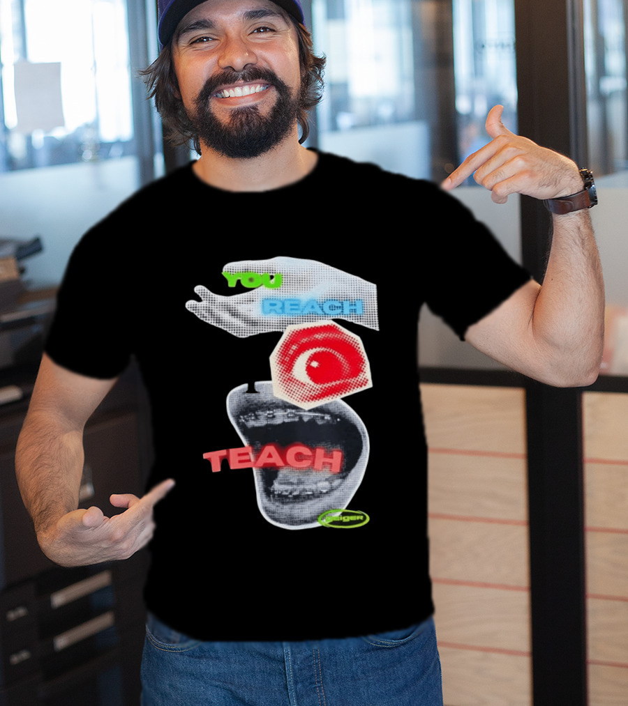Geiger You Reach I Teach Hand Eye Mouth Collage T-Shirt