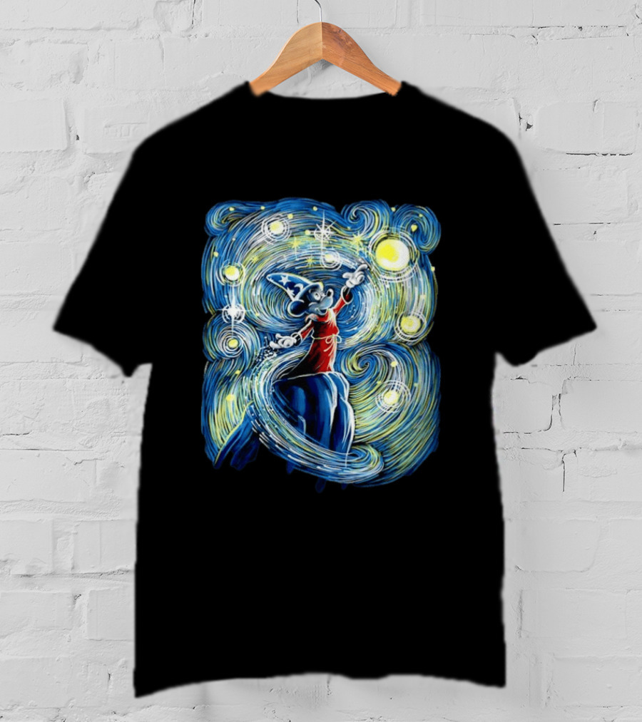 Sorcerer Mickey Mouse Fantasia Starry Night Whirlwind Stars T-Shirt