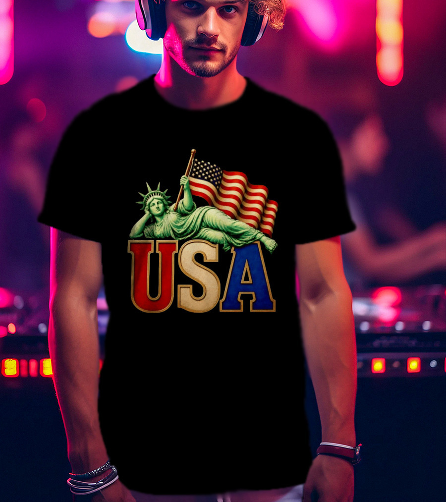 Statue Of Liberty USA Flag Patriotic T-Shirt