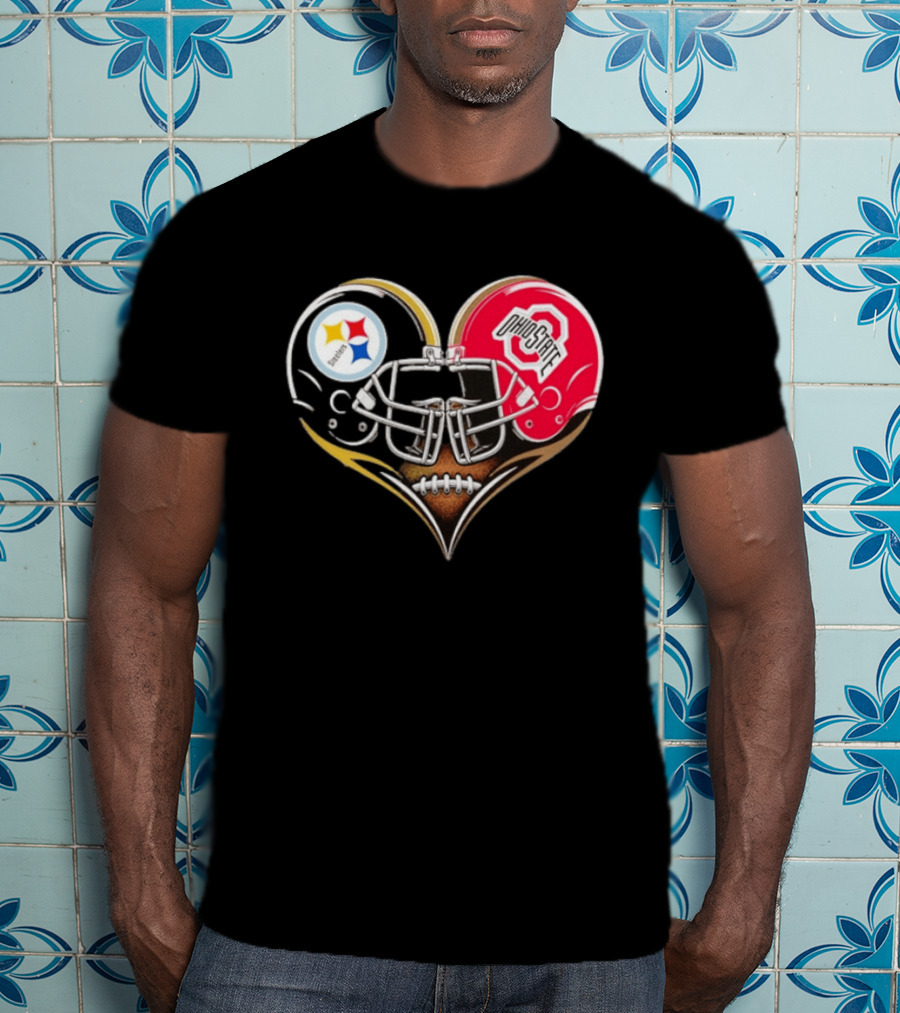 Steelers Ohio State Buckeyes Heart Helmet Fan Love T-Shirt