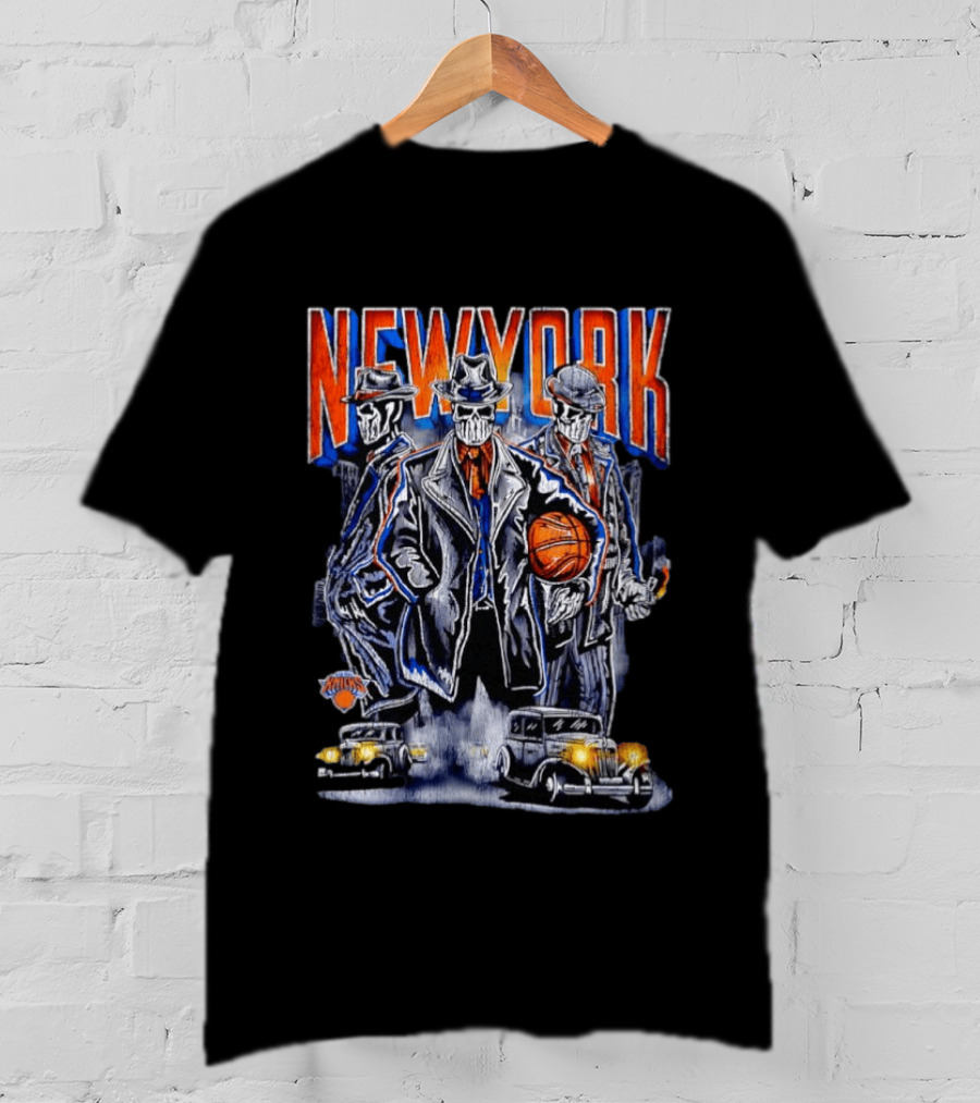 New York Gangster Skeletons Knicks Basketball Mobster T-Shirt