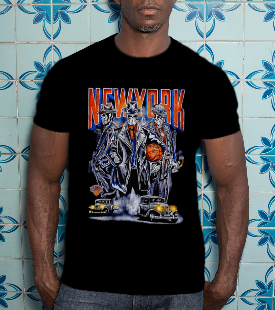 New York Gangster Skeletons Knicks Basketball Mobster T-Shirt