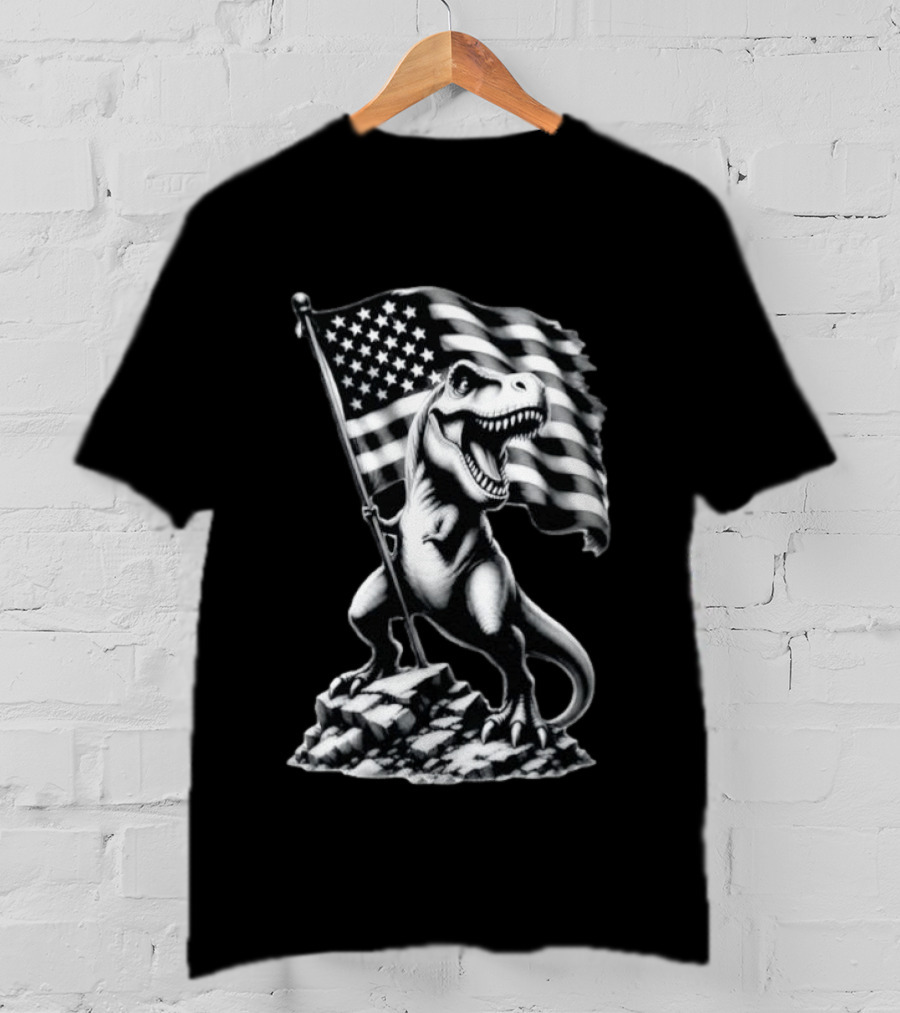 Tyrannosaurus Rex American Flag Patriotic Dinosaur Fan T-Shirt