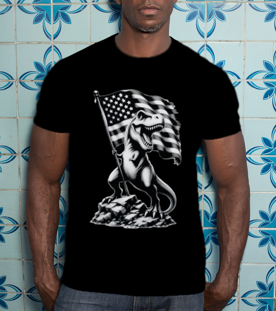 Tyrannosaurus Rex American Flag Patriotic Dinosaur Fan T-Shirt