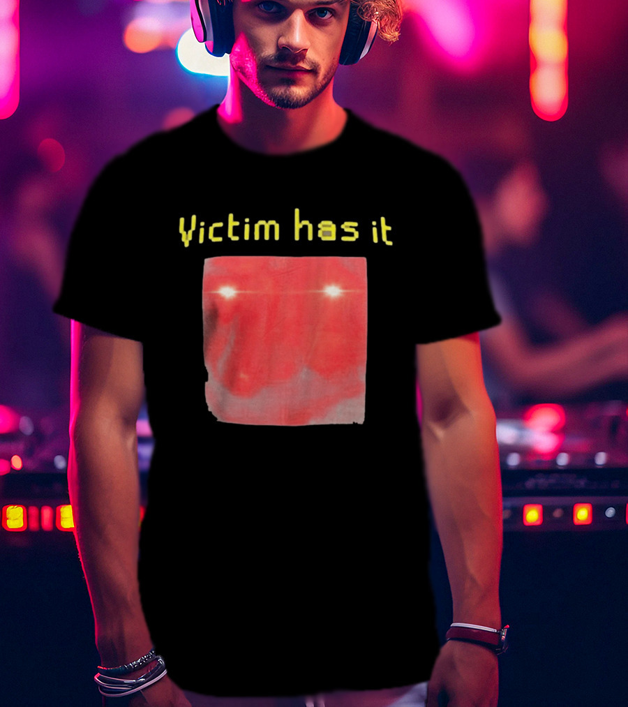 Victim Has It Bright Red Square Eyelights T-Shirt