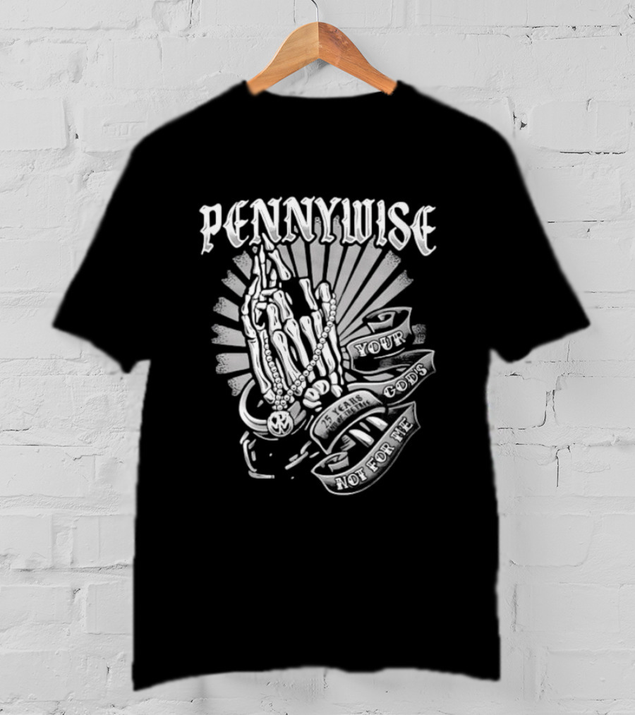Pennywise Praying Skeleton Hands Your Gods Not For Me 25 Years T-Shirt