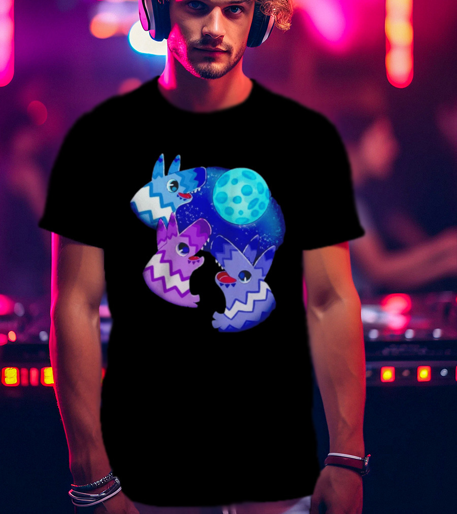 Pinata Dogs Howling At The Moon Blue Zigzag T-Shirt