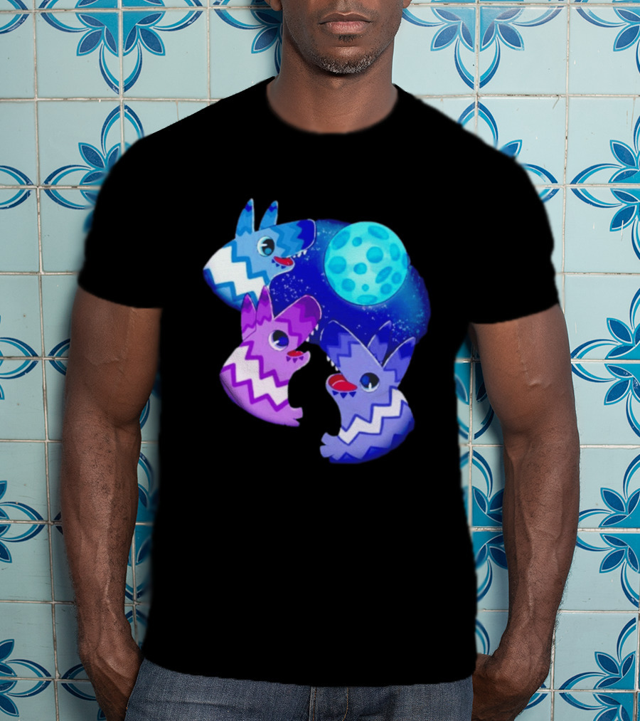 Pinata Dogs Howling At The Moon Blue Zigzag T-Shirt