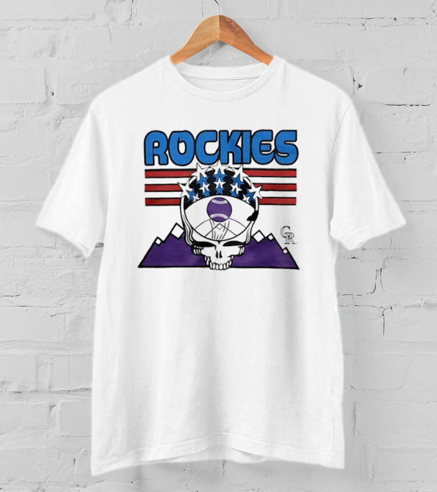 Rockies Skull Grateful Dead CR Baseball T-Shirt