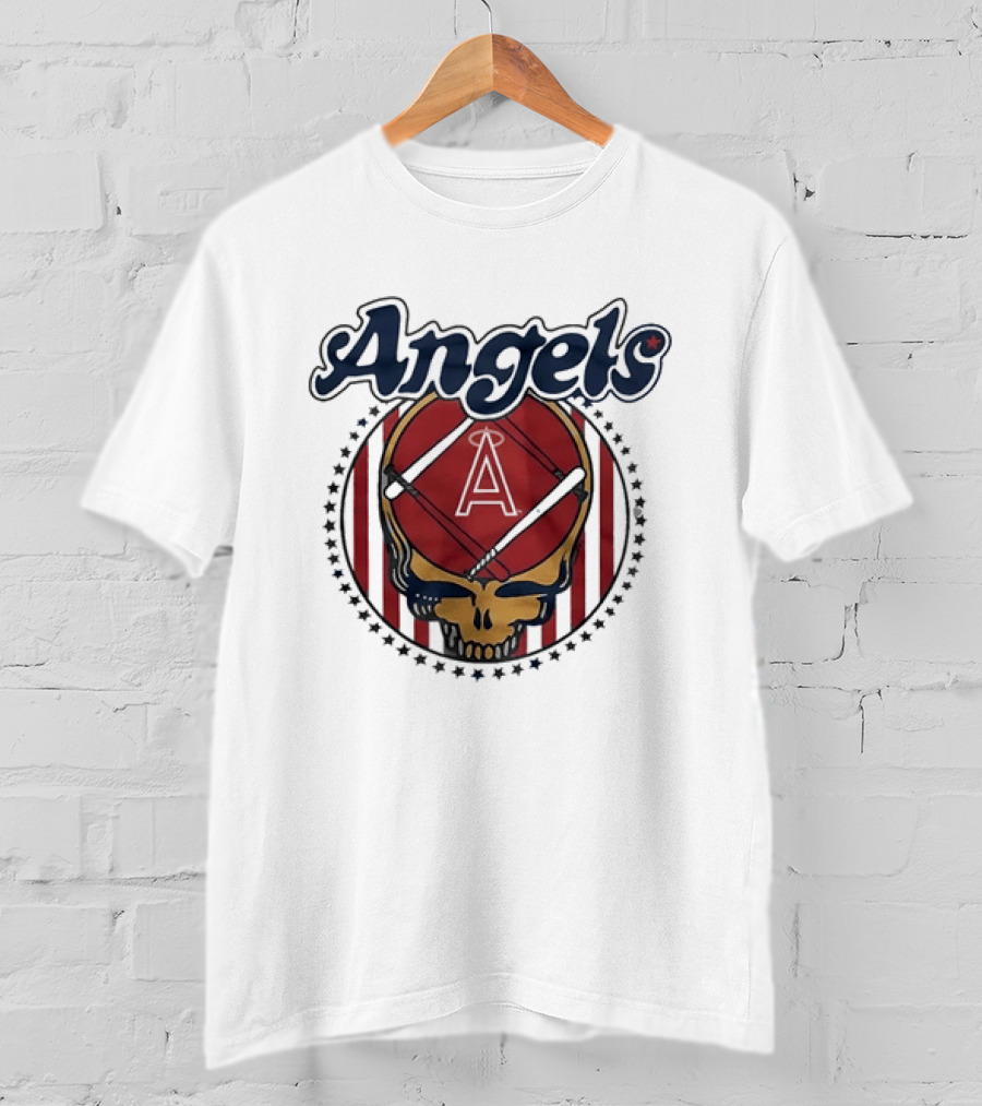 Los Angeles Angels Grateful Dead Steal Your Face Baseball Angels Skull T-Shirt