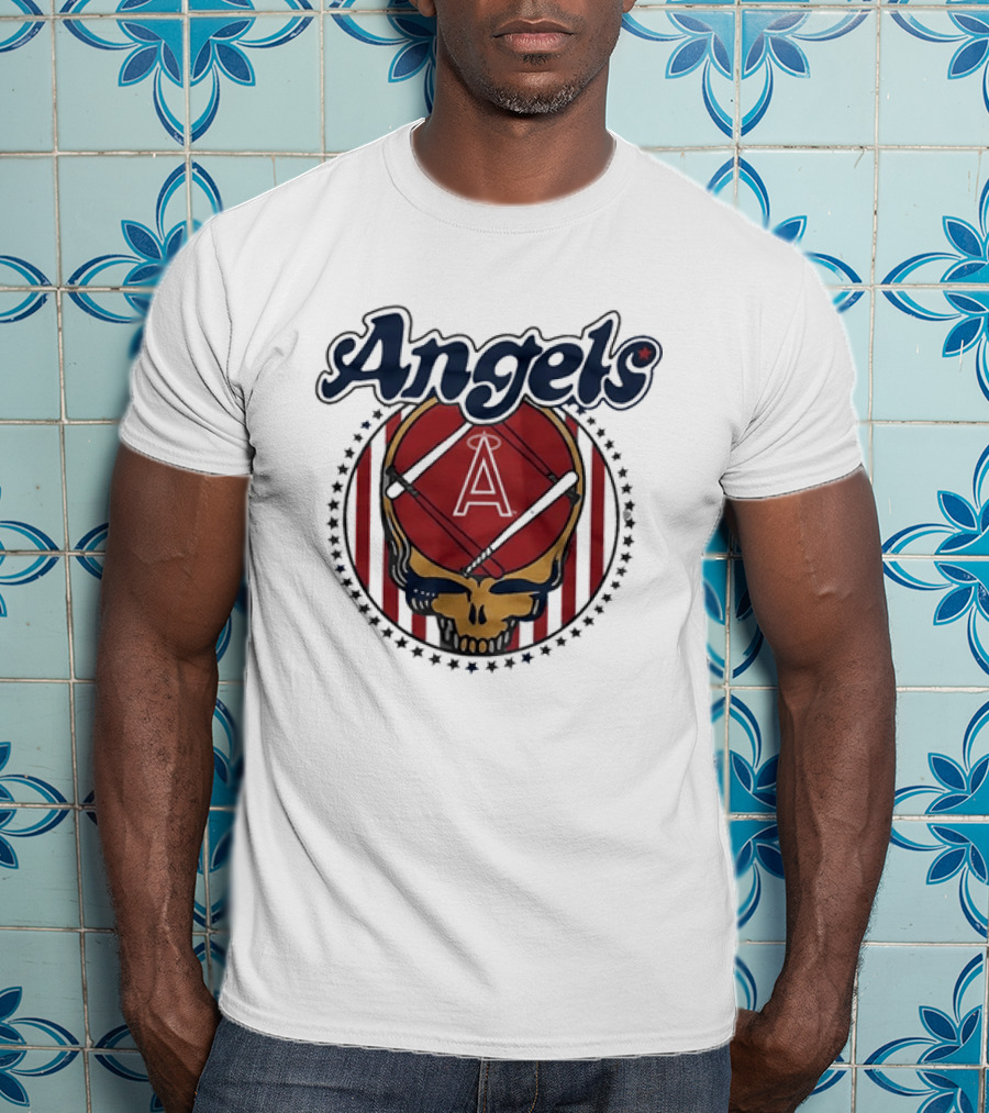 Los Angeles Angels Grateful Dead Steal Your Face Baseball Angels Skull T-Shirt
