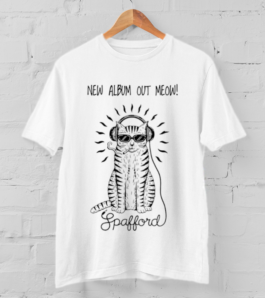 Spafford New Album Release Meow Cat Wearing Headphones T-Shirt