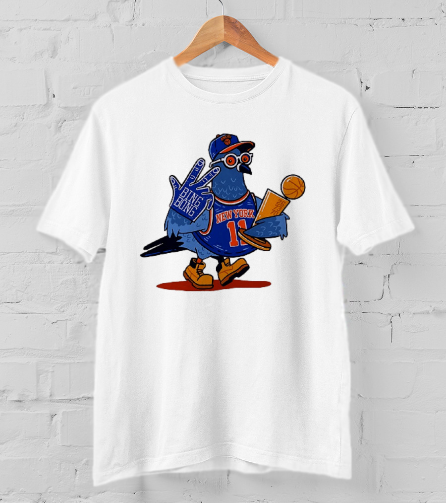 New York Knicks NBA Pigeon Bing Bong 26 73 70 Trophy T-Shirt