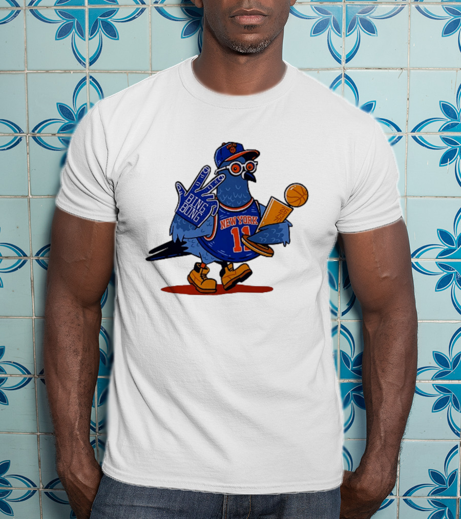 New York Knicks NBA Pigeon Bing Bong 26 73 70 Trophy T-Shirt