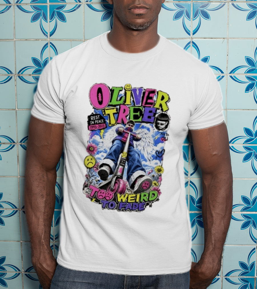 Oliver Tree Rest In Peace 1993 2023 Too Weird To Fade Angel Wings Scooter Floral T-Shirt