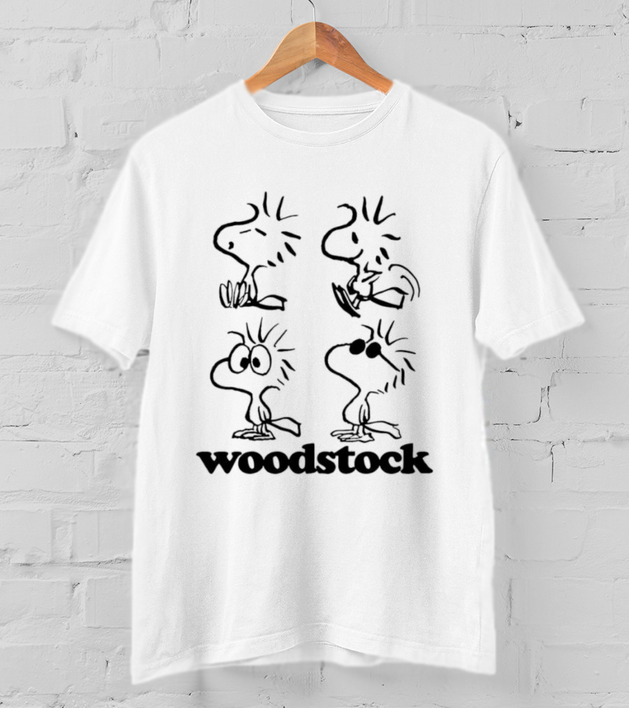 Woodstock Sitting Dancing Staring Wearing Sunglasses Peanuts Comic T-Shirt