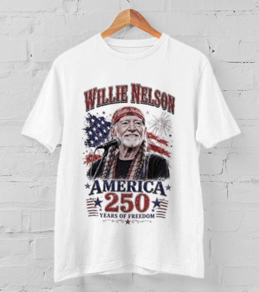 Willie Nelson America 250 Years Of Freedom Stars And Stripes Celebration T-Shirt