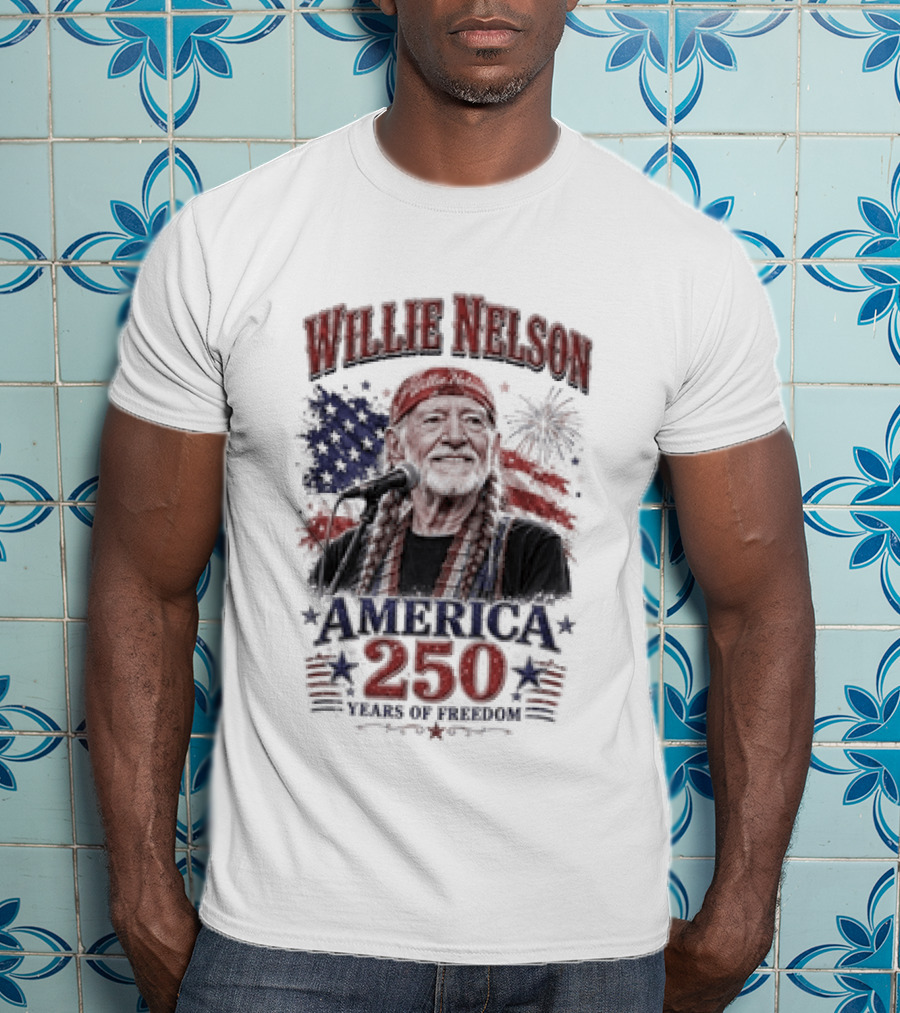 Willie Nelson America 250 Years Of Freedom Stars And Stripes Celebration T-Shirt