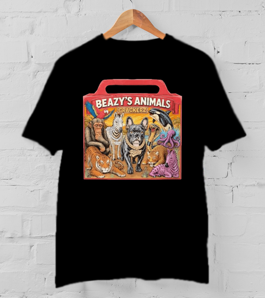 Beazy's Animals Crackerz French Bulldog Tiger Zebra Monkey Parrot Octopus T-Shirt