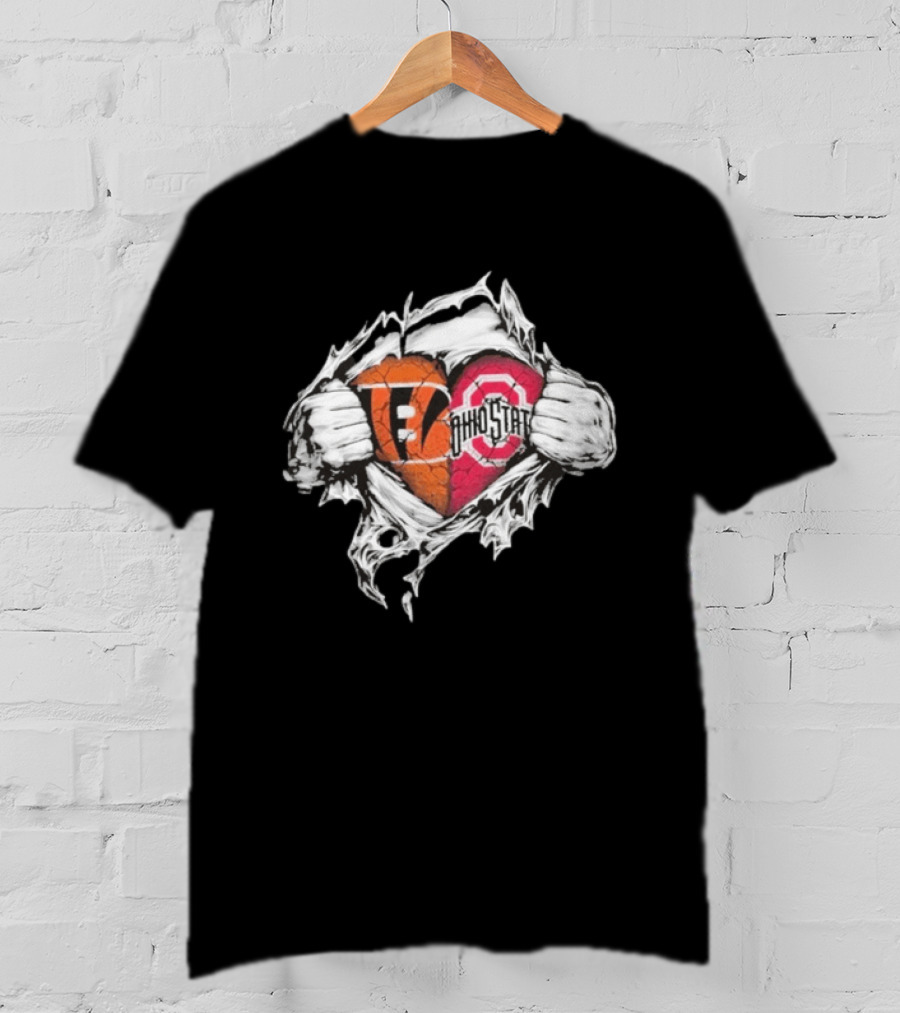 Bengals Ohio State Buckeyes Heart Tear T-Shirt