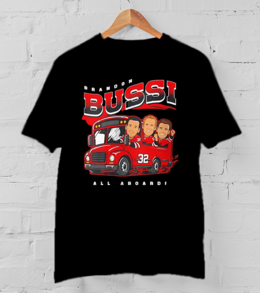 Brandon Bussi All Aboard 32 Boston Bruins Bus T-Shirt