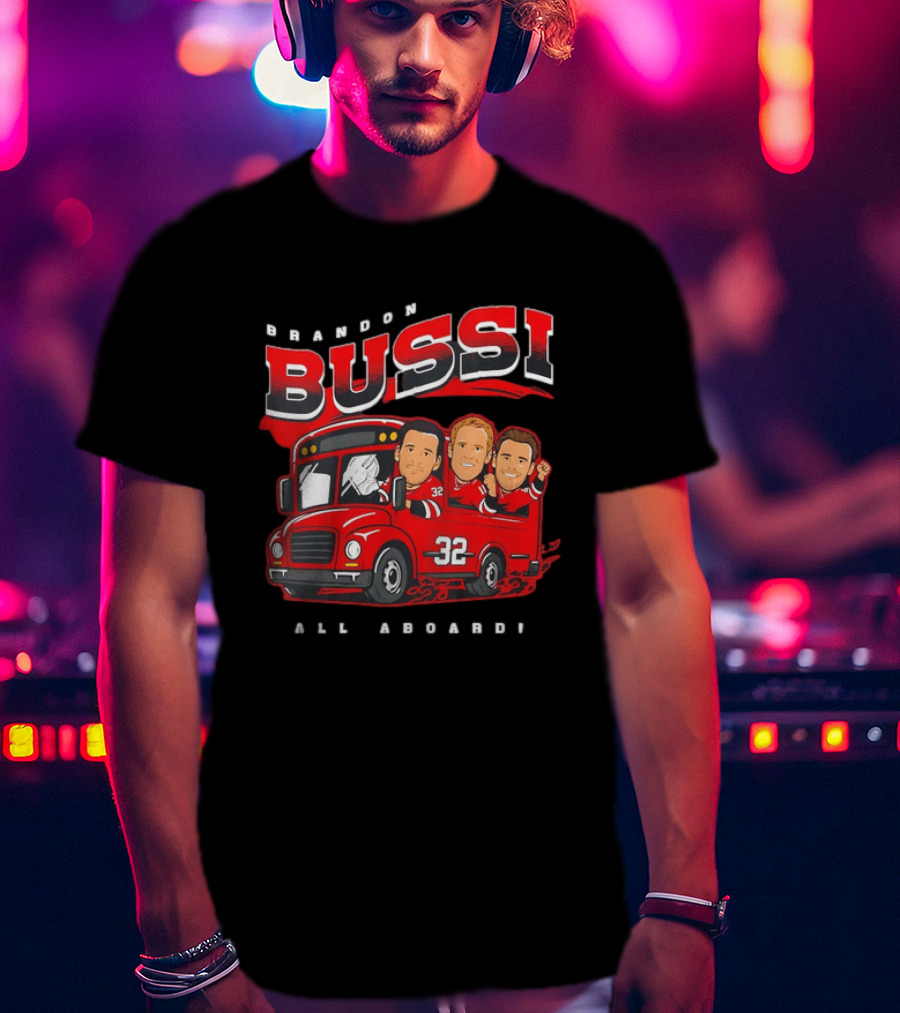 Brandon Bussi All Aboard 32 Boston Bruins Bus T-Shirt