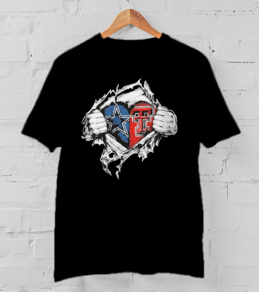 Cowboys Texas Tech Ripped Heart T-Shirt