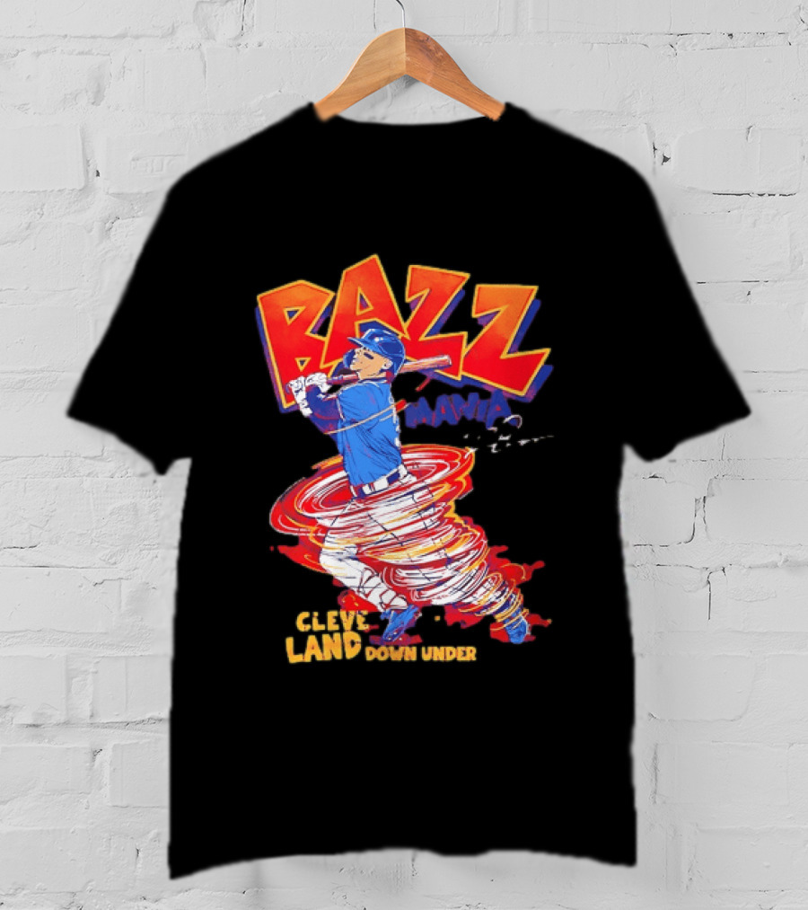 Bazz Mania Cleveland Down Under Travis Bazzana Batting Baseball T-Shirt