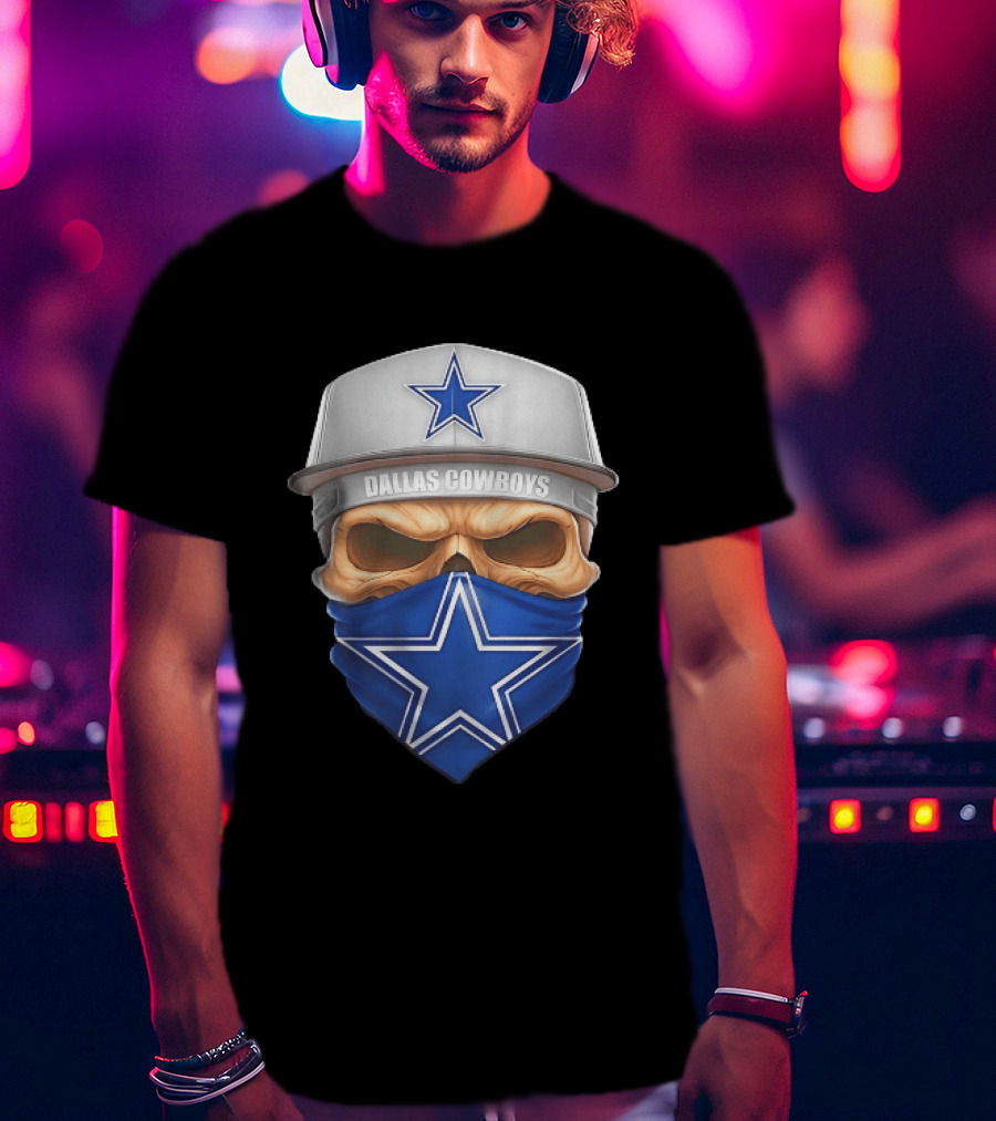 Dallas Cowboys Skull Bandana Cap Men Star T-Shirt