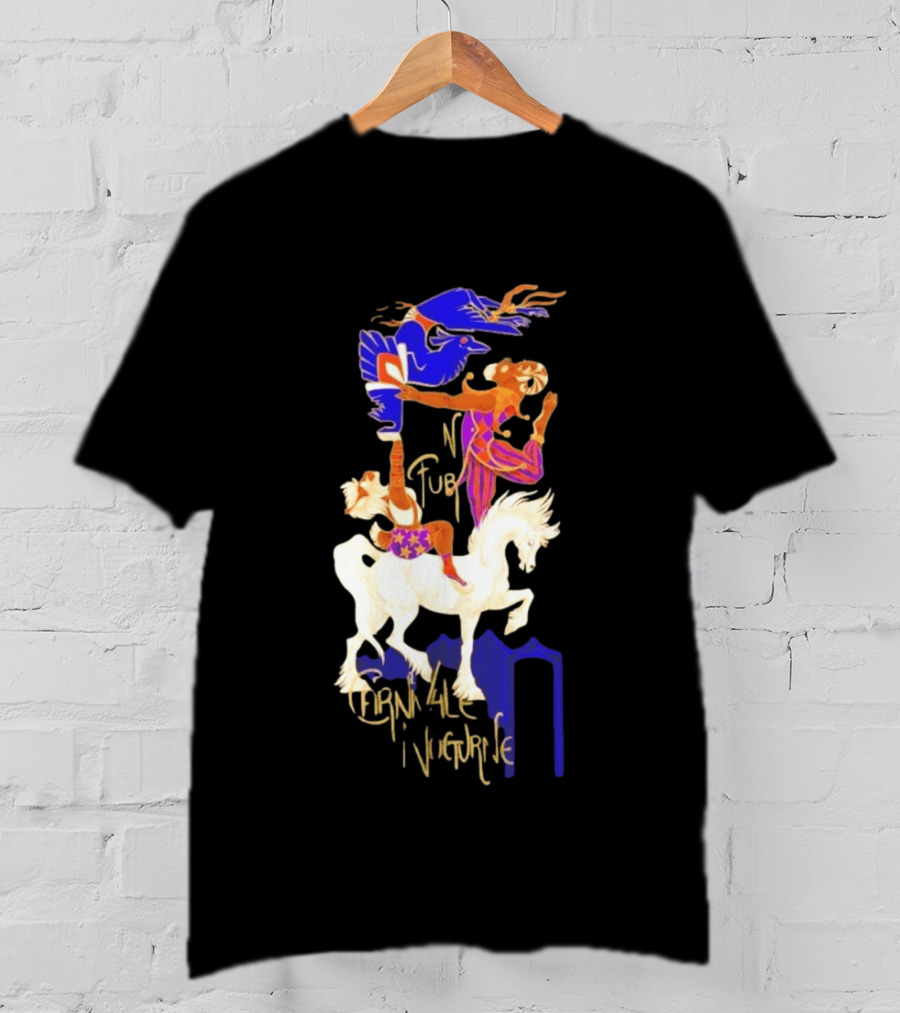 Carnivale Nocturne Jester And Horse With Vibrant Circus Animal And Bird T-Shirt