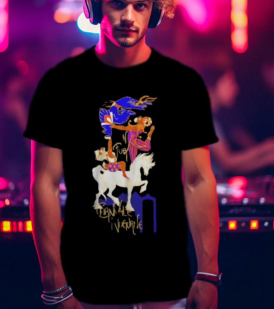 Carnivale Nocturne Jester And Horse With Vibrant Circus Animal And Bird T-Shirt